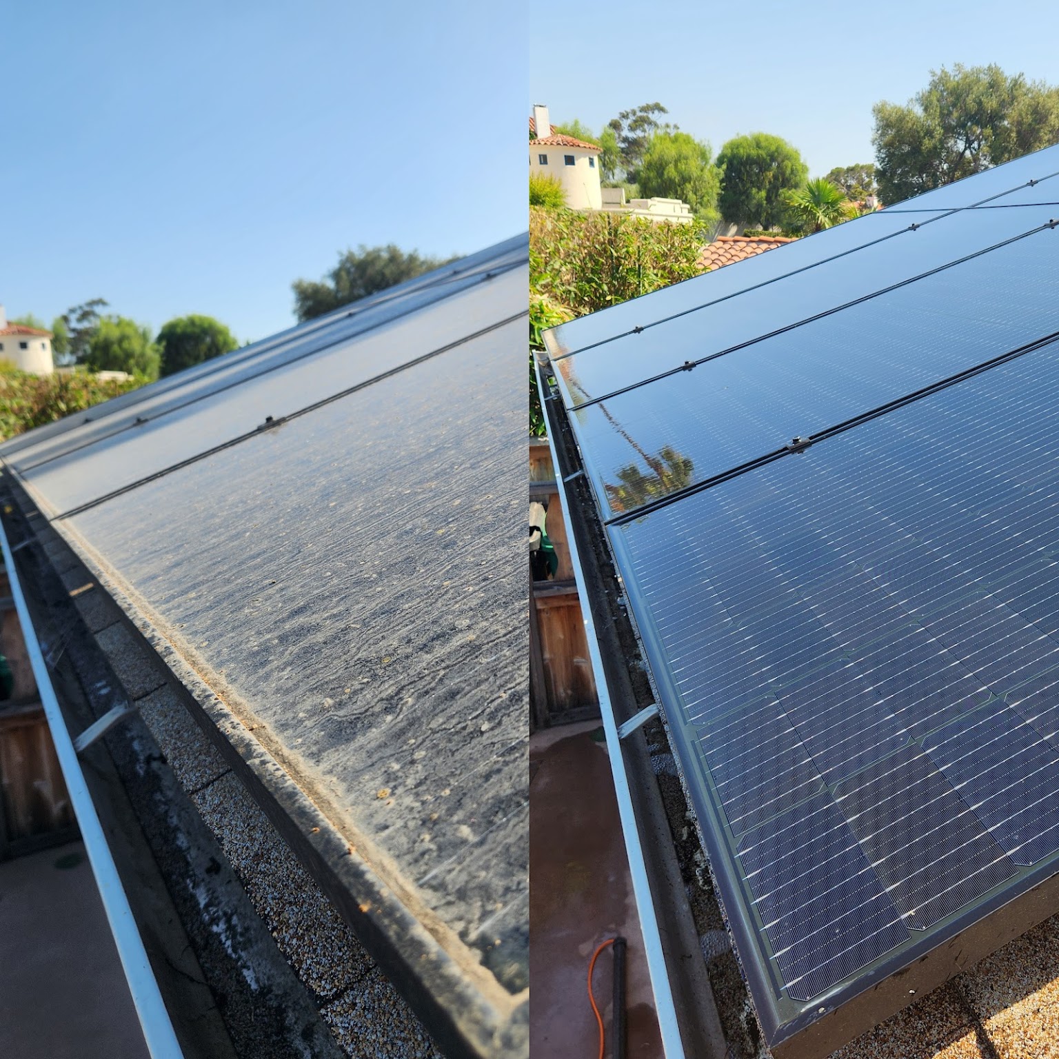 Sparkling solar panels on a Chula Vista home at golden hour