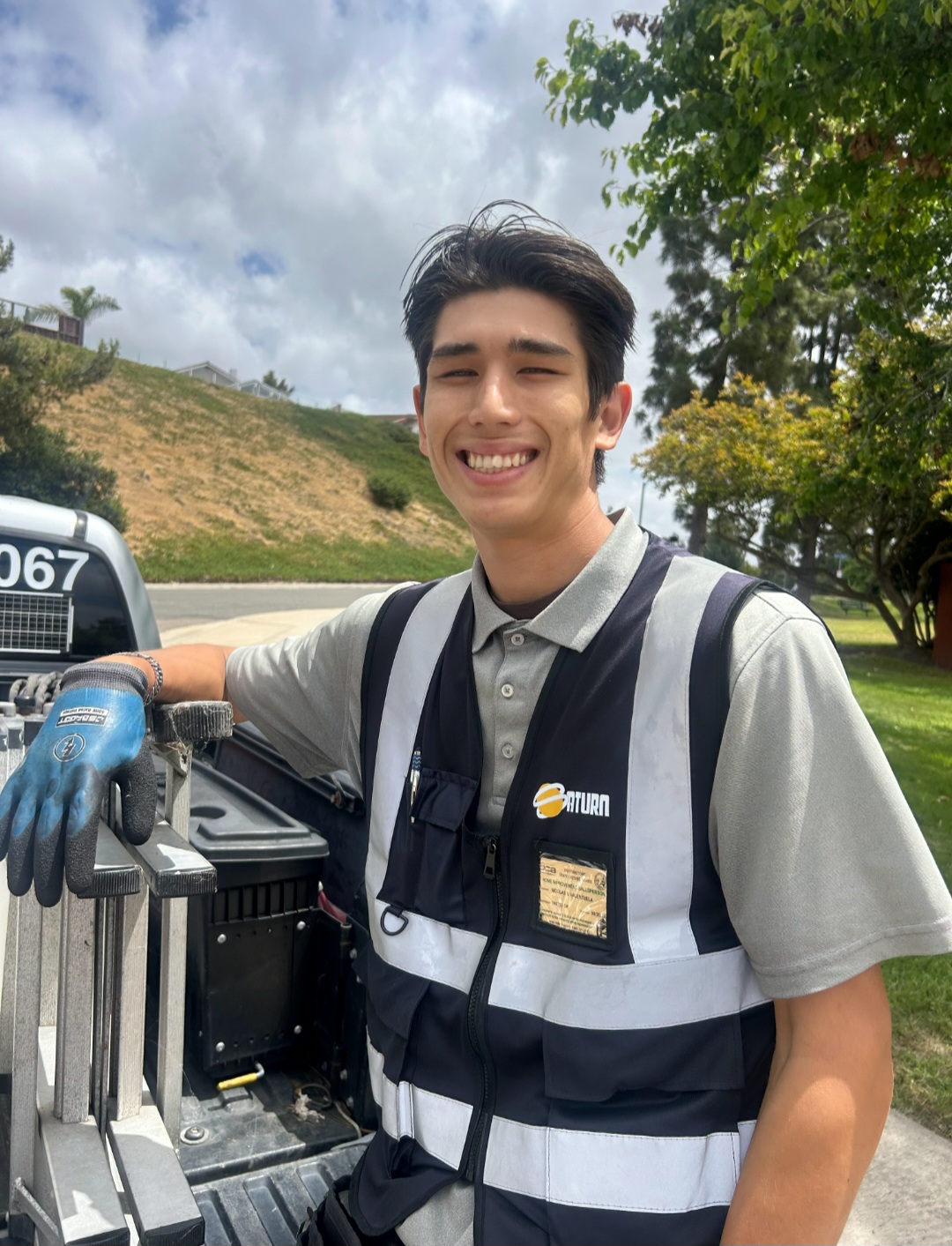Saturn Solar Cleaning technician on a Chula Vista rooftop